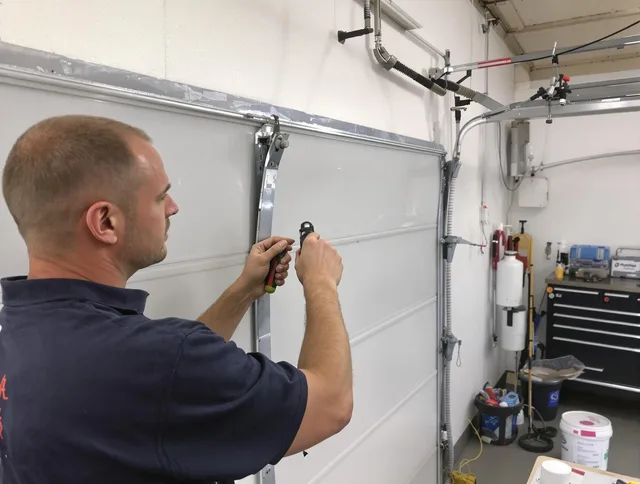 Before and after garage door dent repair by Tolland Garage Door Repair in Tolland