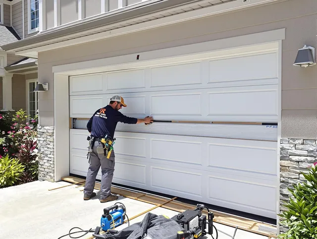Tolland Garage Door Repair team performing complete garage door replacement at Tolland residence